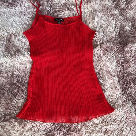 IKY & Me Tops - IKY Me Red Sheer Pleaded Top